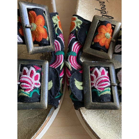 Free People Embroidered Gold Slides Sandals Women’s 39 8 - Picture 13 of 16